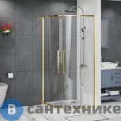 Душевое ограждение Azario SHANGHAI ROD-90х90х195-BGL-CL, прозрачное стекло 6 мм, профиль брашированное золото (AZ-S43-90-BGL-CL)