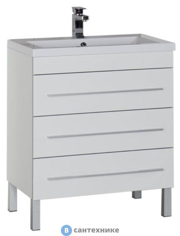 Тумба под раковину Aquanet Верона 75 напольная с 3-мя ящ. белый (178254)
