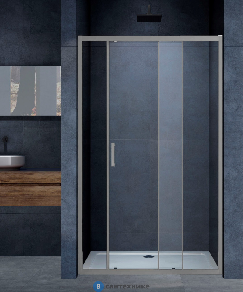Душевая дверь Vincea Alpha VDS-3AL110CLGM, 1100, вороненая сталь, стекло прозрачное