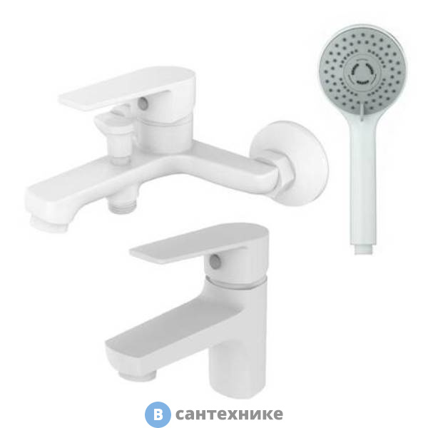 Набор смесителей Orange Loop M26-311w с душевыми аксессуарами, белый