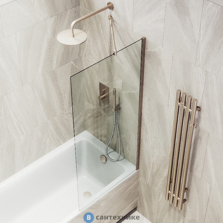 Шторка для ванны в профиле MaybahGlass 1400*400 Стекло 8 мм Бесцветное (MGV-62-2ш)