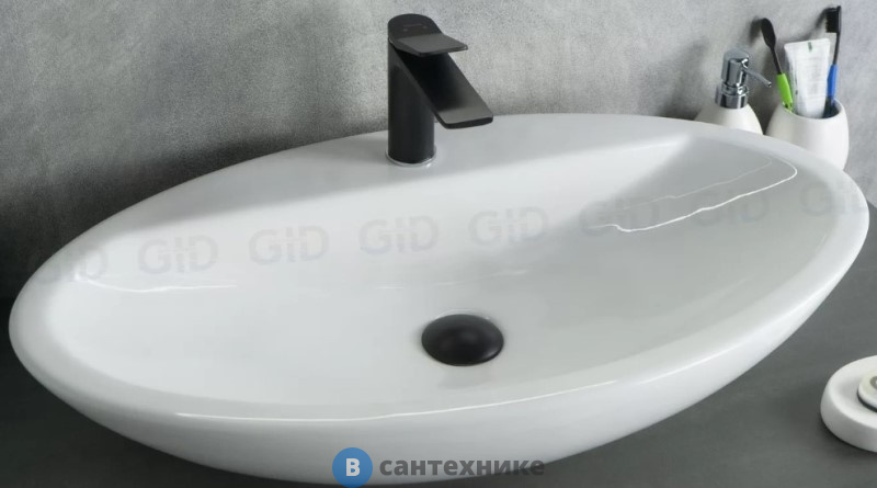 Раковина накладная GID-ceramic N9435 белый (730х415х135)