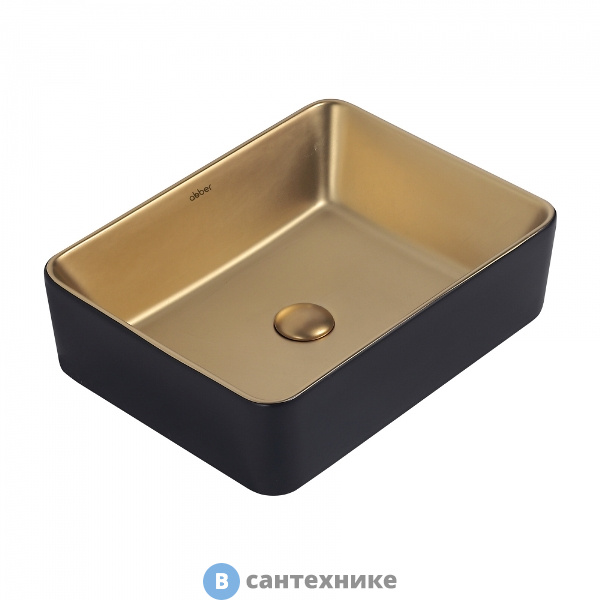 Раковина ABBER Rechteck AC2212BG матовое золото с черным накладная