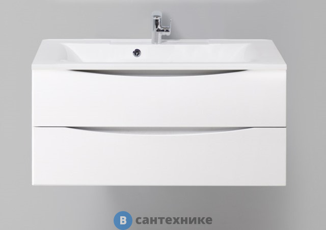 Тумба под раковину BelBagno MARINO MARINO-1100-2C-SO-BO-P подвесная с двумя выкатными ящиками, Bianco Opaco, 1100x450x500