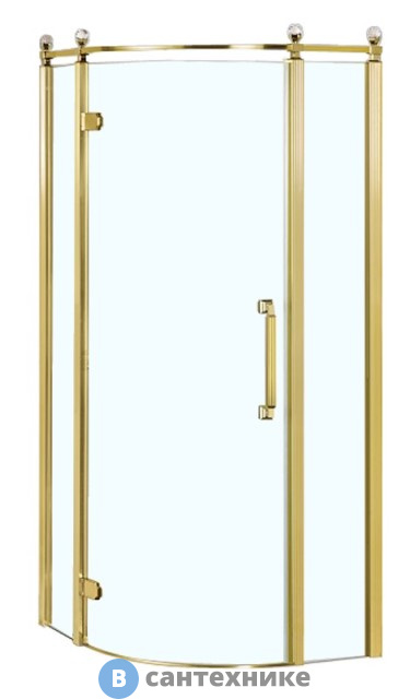 Душевое ограждение AZARIO ONTARIO 900*900*2000 без поддона (распаш дверь) стекло прозрач 8 мм, профиль золото (AZ-NBB2231-L 900 GOLD)