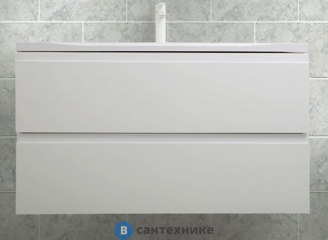 Тумба под раковину Art & MAX BIANCHI AM-Bianchi-750-2C-SO-BM подвесная с двумя выкатными ящиками, белый матовый