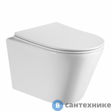 картинка Унитаз подвесной ABBER Bequem AC1102 белый, безободковый, сиденье микролифт