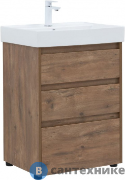 картинка Тумба под раковину Aquanet Nova Lite 60 3 ящ. дуб рустикальный (302471)