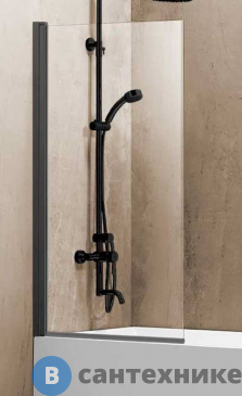 картинка Душевая шторка на ванну Vincea VSB-11800CLGM, 800*1400, вороненая сталь, стекло прозрачное