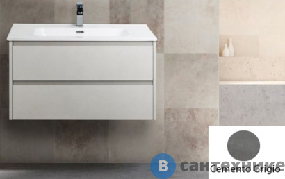 картинка Тумба под раковину BelBagno KRAFT подвесная с двумя выкатными ящиками, Cemento Grigio, 900x460x500 (KRAFT-900-2C-SO-CG)