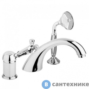 картинка Смеситель Cezares ELITE-BVDM-01-M на борт ванны однорычажный с выдв. душем и переключ., хром, ручка хром