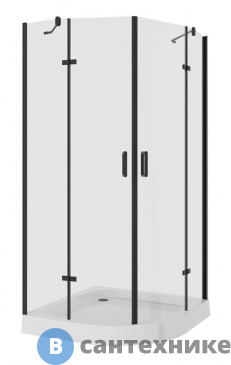 картинка Душевой уголок Niagara NG-6816-08 black (100*100*190) полукруг, двери распашные, без поддона