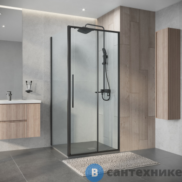 картинка Душевое ограждение Niagara Nova NG-34-9AGR-A90GR-34 (90х90х195) квадрат, раздвижная, графит, стекло прозрачное