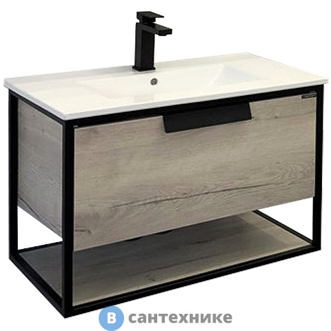 Тумба Comforty Бонн-75 графит/дуб дымчатый, с раковиной COMFORTY 75E