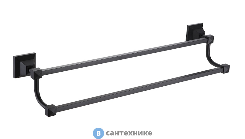 Полотенцедержатель AZARIO ALTRE трубчатый двойной 60 см, чёрный матовый (AZ-96002BB)