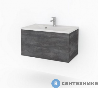 картинка Тумба Какса-а КРИСТАЛЛ -22-80 подвесная, под умывальник Milen80/Elen-80, серая /004831/