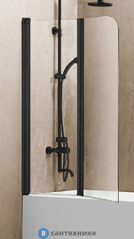 Душевая шторка на ванну Vincea VSB-12114CLB, 1140*1400, черный, стекло прозрачное