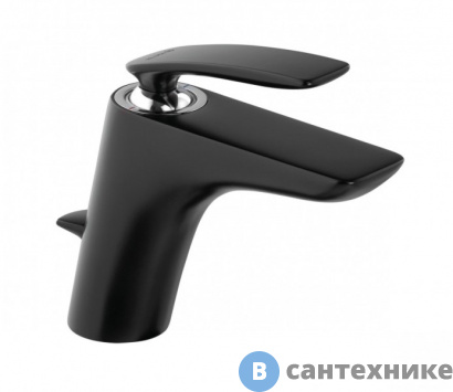 картинка Смеситель Kludi 520238775 BALANCE однорычажный на умывальник, с донным клапаном, чёрный матовый/хром
