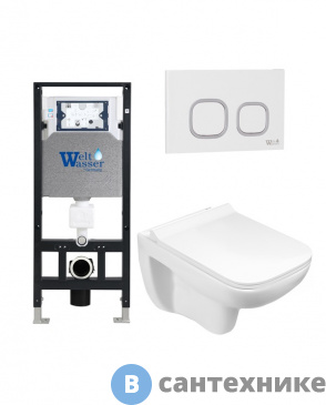 картинка Унитаз с инсталляцией WELTWASSER и кнопкой смыва (AMBERG 506 + KEHLBACH 004 GL-WT + AMBERG RD-WT)