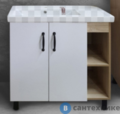картинка Тумба под раковину Grossman ФЛАЙ-100 дуб сонома/белая напольная (ум.Фостер-100)
