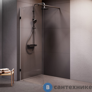 картинка Душевая перегородка АМ.РМ W94UWI-80-F1-BTE X-Joy 80x195, стекло прозр. 8 мм, фурнитура чёрный