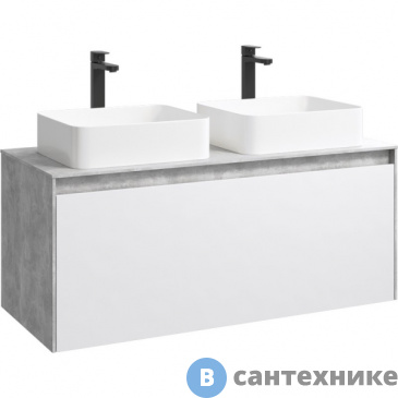 картинка Тумба под умывальник Aqwella Mobi 120 подвесная, бетон светлый, без фасада (MOB0112BS)