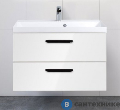 картинка Тумба под раковину BelBagno 80 см AURORA-800-2C-SO-BL подвесная с двумя выкатными ящиками, Bianco Lucido