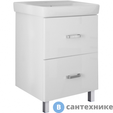 картинка Тумба Mixline СТИВ-60 напольная 2-ящика белая, под умывальник Fest-60 (539013)