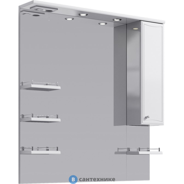 Панель Aqwella Барселона с зеркалом, шкафчиком и подсветкой (Ba.02.10)