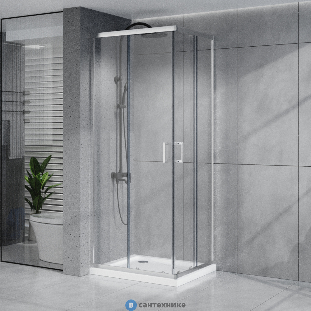 Душевое ограждение Azario VIENNA SQP-100х100х195-CH-CL, прозрачное стекло 6 мм, профиль хром (AZ-R36-100-CH-CL)