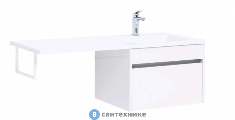 Тумба под раковину Aquanet Токио 58 подвесная 1 ящик белый глянец (236916)