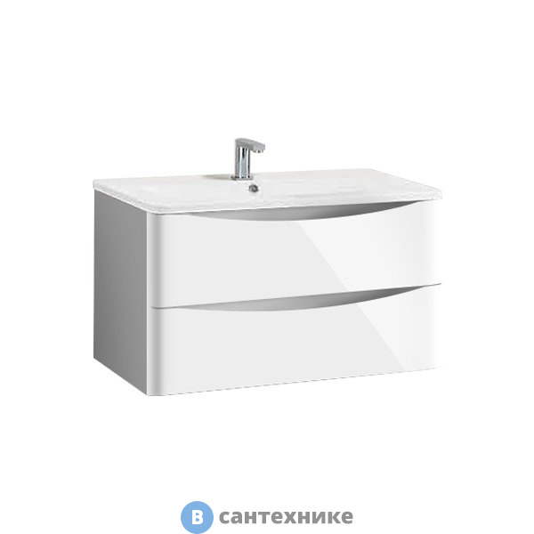 Тумба под раковину Vincea Roberta 800 подвесная, 2 выкатных ящика soft close, L.White (VMC-1R800LW)