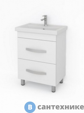 картинка Тумба под раковину Какса-а ХИЛТОН 60 белый напольная 2 ящика (под ум. Фостер-60)