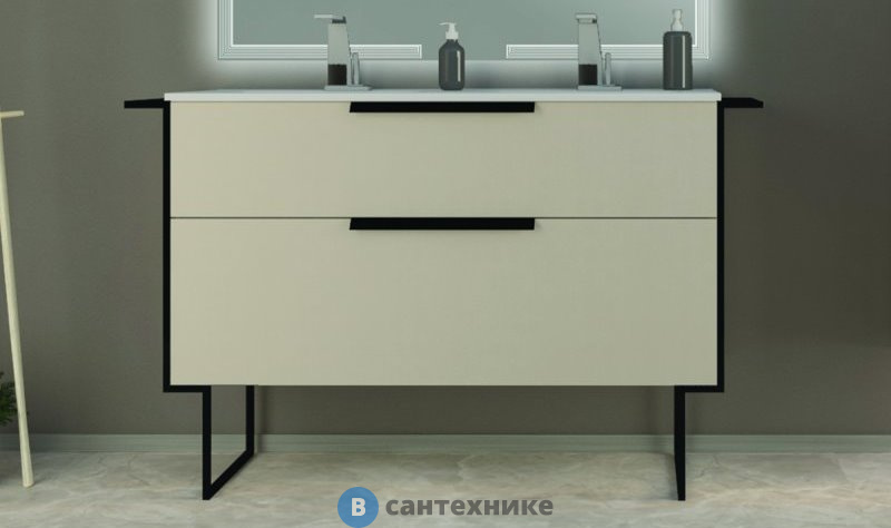 Тумба под раковину Cezares URBAN с двумя выдвижными ящиками 55162 Spatolato bianco, 120x46x62