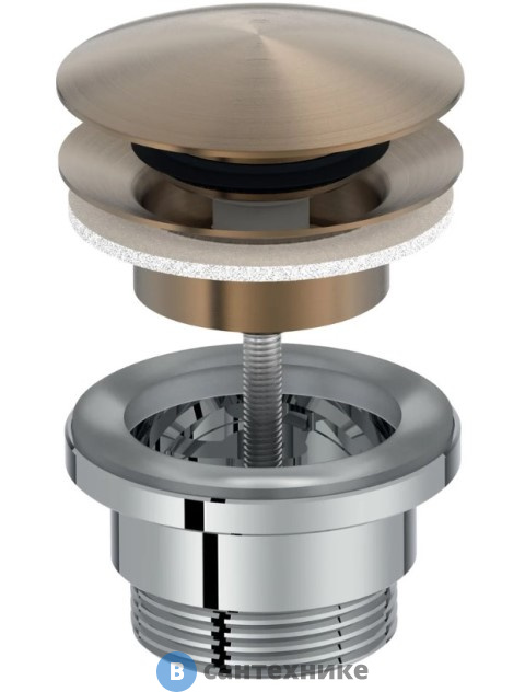 Донный клапан Jacob Delafon E30536-BCN с системой клик клак, матовое золото