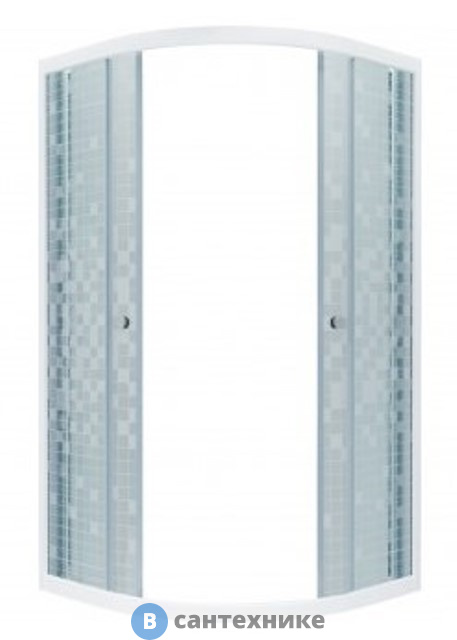 Душевое ограждение Тритон Стандарт 90*90*174,5 МОЗАИКА, 1/4 круга, Аква, Белый (DK191_1)