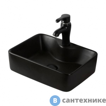 картинка Раковина Orange B01-475MB накладная чёрная матовая, 480х370х135 мм