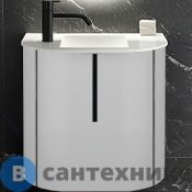 Тумба с раковиной Burgbad LAVO 2.0 530х350х492 мм., с 1 отверстием для смес/ слева, 1 дверь, раковина белая Velvet, ручка чёрная, белый глянцевый (SGCG053LG0227F5048C0037*1)