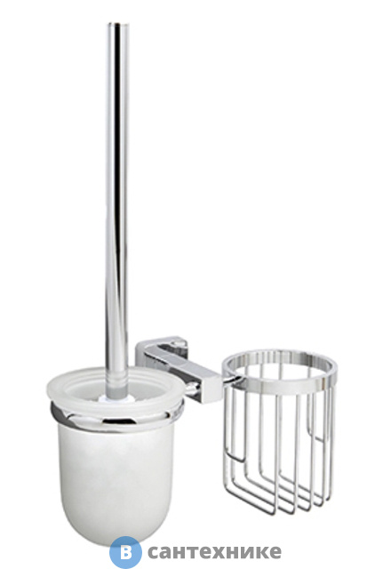 Держатель WasserKRAFT Lippe K-6535 освежителя и щетки для унитаза металл, хромоникелевое покрытие, матовое стекло