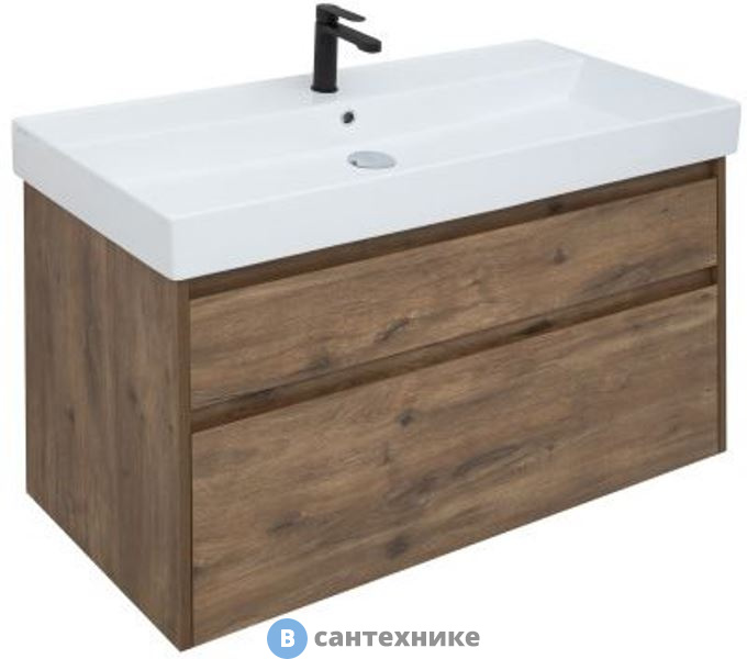 Тумба под раковину Aquanet Nova Lite 100 2 ящ. (SLIM SYNERGY) дуб рустикальный (249957)