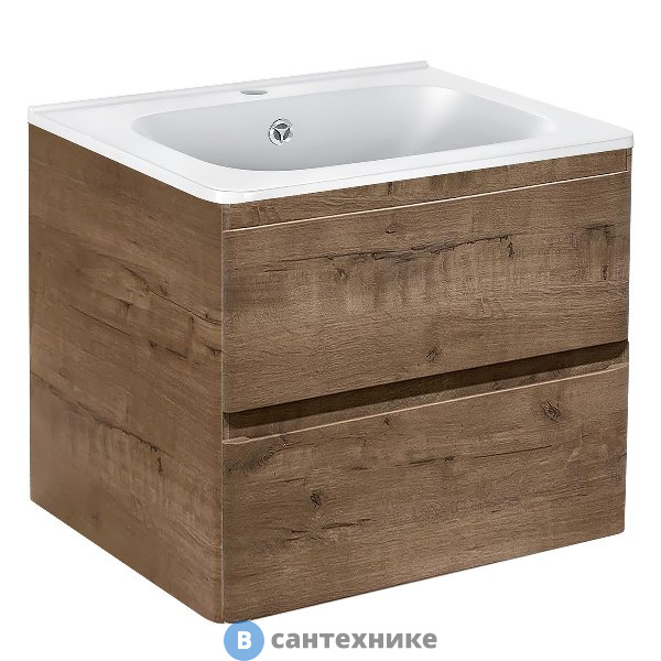 Тумба под раковину Vincea Vico 600 подвесная, 2 выкатных ящика soft close, V.Oak (VMC-2V600VO)