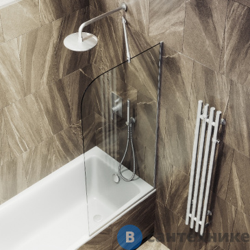 картинка Шторка для ванны в профиле MaybahGlass 1400*540 Стекло 6 мм Бесцветное (MGV-142-5у)