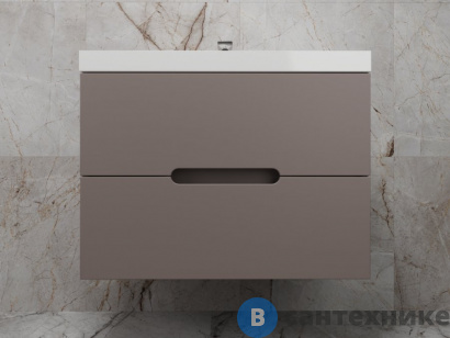картинка Тумба под раковину Style line подвесная Матис 80, Classic 80, (2 ящика), тауп темный, ЭМАЛЬ (4650134473193)