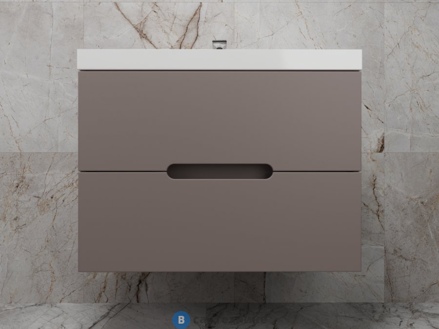 Тумба под раковину Style line подвесная Матис 80, Classic 80, (2 ящика), тауп темный, ЭМАЛЬ (4650134473193)