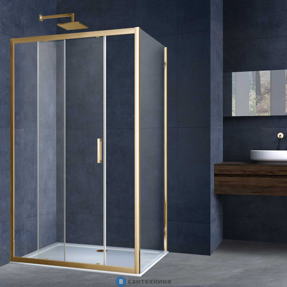 Душевой уголок Vincea Alpha VSR-3AL9013CLG, 1300*900, брашированное золото, стекло прозрачное