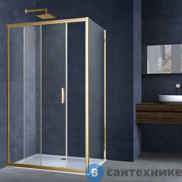 картинка Душевой уголок Vincea Alpha VSR-3AL9013CLG, 1300*900, брашированное золото, стекло прозрачное