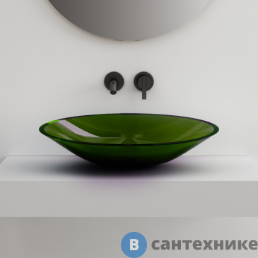 картинка Раковина ABBER Kristall AT2812Emerald накладная прозрачная зеленая