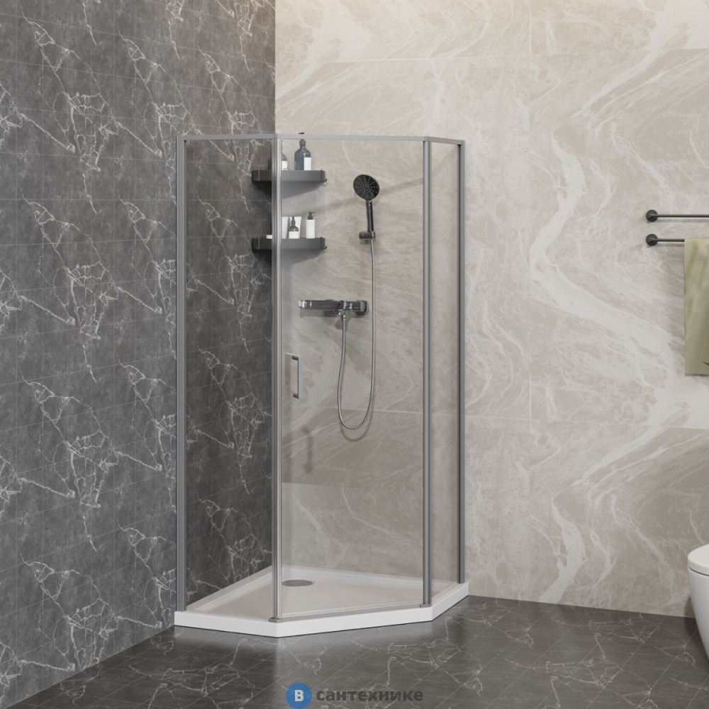 Душевое ограждение Azario SAKURA DIA-100х100х195-MGR-CL, стекло 6 мм, профиль матовый графит (AZ-21C-100-MGR-CL)