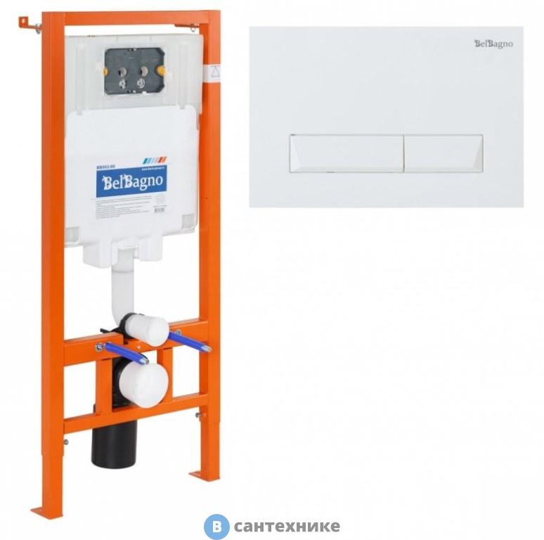 Комплект BelBagno 2 в 1 BB002-80/BB009-MR-BIANCO (инсталляция для унитазов BelBagno BB002-80 с кнопкой смыва BB009-MR-BIANCO)