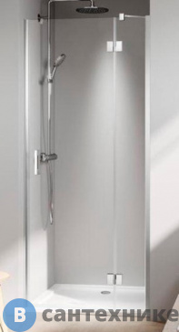 картинка Дверь в нишу Kermi LIGA c непод. сегментом LI SFR 1000x2000, глянцевое серебро+ прозрачное стекло с Kermiclean (LI SFR 10020 VPK)